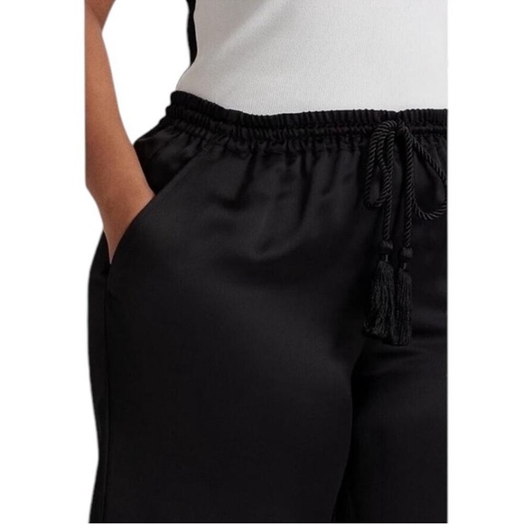 Lauren Ralph Lauren Black Label Satin Charmeuse Wide-Leg Black Pants Size Large - Picture 10 of 12